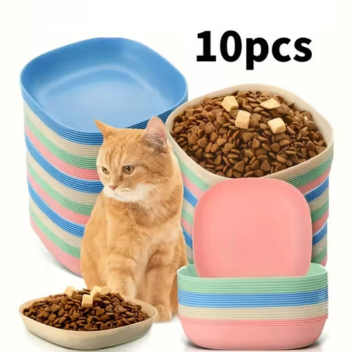 10 pcs Plastic Cat Bowls Set